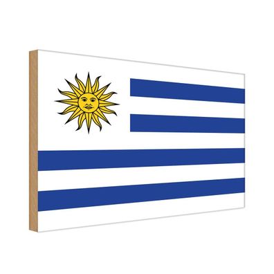 vianmo Holzschild Holzbild 18x12 cm Uruguay Fahne Flagge
