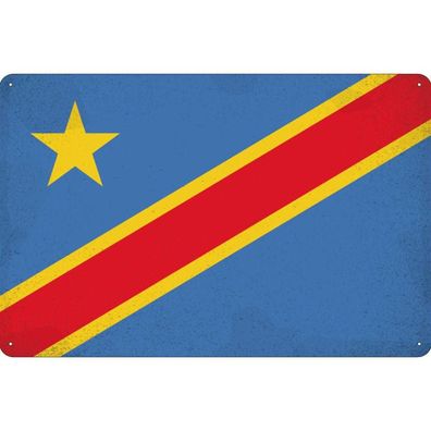 vianmo Blechschild Wandschild 20x30 cm Demokratische Republik Kongo Fahne Flagge