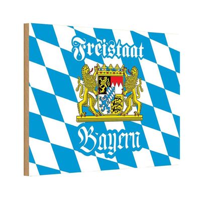 Holzschild 20x30 cm - Freistaat Bayern Wappen