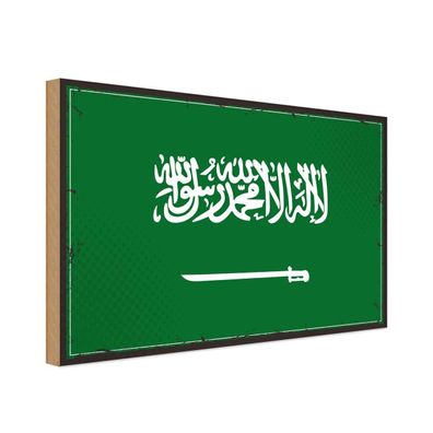 vianmo Holzschild Holzbild 18x12 cm Saudi-Arabien Fahne Flagge
