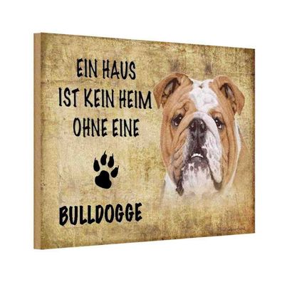 vianmo Holzschild 18x12 cm Tier Bulldoge Hund ohne kein Heim