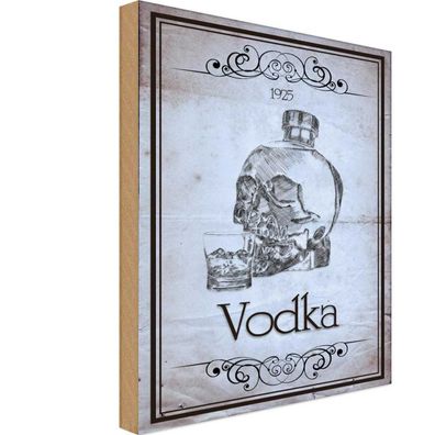 vianmo Holzschild 18x12 cm Essen Trinken Alkohol 1925 Vodka Totenkopf
