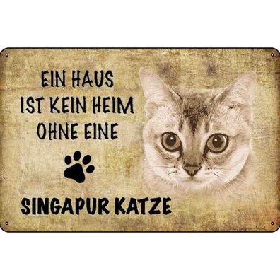 vianmo Blechschild 18x12 cm gewölbt Tier Singapur Katze ohne kein Heim