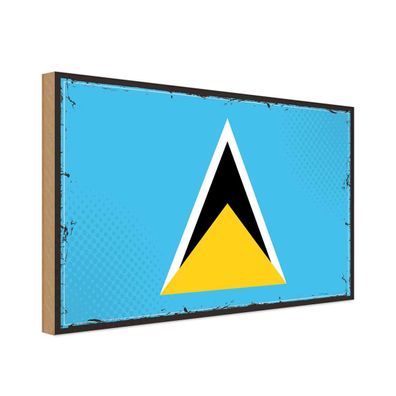 vianmo Holzschild Holzbild 20x30 cm Saint Lucia Fahne Flagge