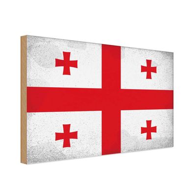 vianmo Holzschild Holzbild 20x30 cm Georgien Fahne Flagge
