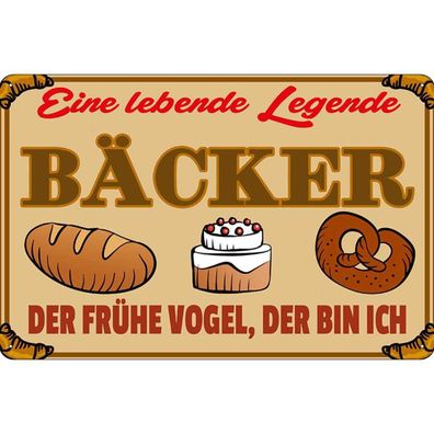 Blechschild 18x12 cm - Essen Lebende Legende Bäcker Brot