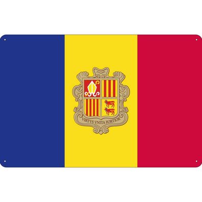 vianmo Blechschild Wandschild 18x12 cm Andorra Fahne Flagge