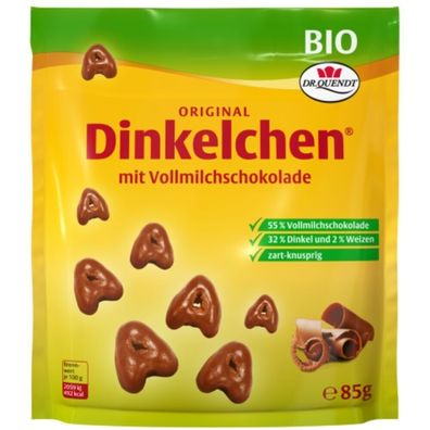 6 x Dr. Quendt Dinkelchen 85g BT - Original Vollmilch Schokolade Knusper Gebäck
