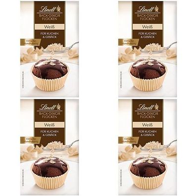 Lindt Back Dekor Flocken Weiße Schokolade für Gebäck und Desserts 4x 120g