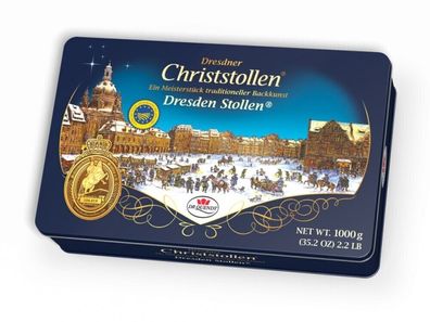 Original Dresdner Christstollen 1kg/1000g Rosinen Stollen von Dr. Quendt Dose