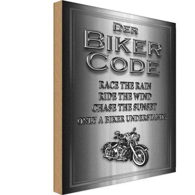 Holzschild 20x30 cm - Motorrad Biker Code race the rain ride
