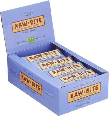 RAW BITE Organic Energieriegel: Vanilla Berry, 12er Pack (12 x 50 g)