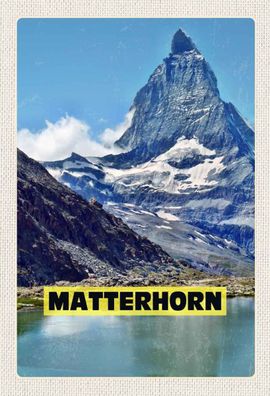 Holzschild 20x30 cm - Matterhorn Gebirge Schweiz Wanderung