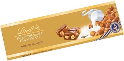 Lindt Alpenvollmilch Nuss Schokolade - Große Tafel - 300 Gramm