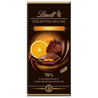 Lindt Edelbitter Mousse Orange, Schokolade, 150g Tafel