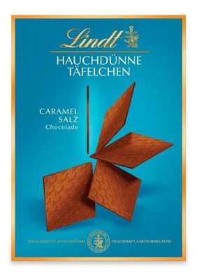 Lindt Hauchdünne Täfelchen Caramel&Salz | 125g Schachtel | Vollmilch Schokolade