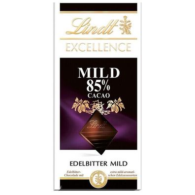 Lindt Excellence Edelbitter Mild 85% Cacao, Schokolade, 100g Tafel