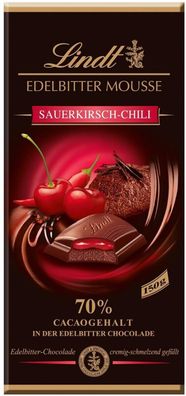 Lindt Edelbitter Mousse Schokolade - Sauerkirsch Chili - 150g