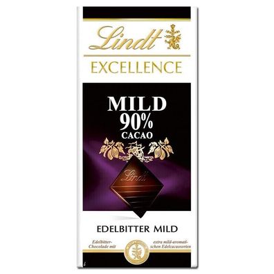 Lindt Excellence Mild 90% Cacao, Schokolade, 100g Tafel