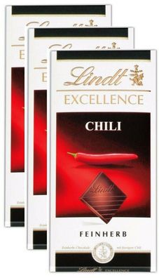 Lindt Excellence Chili Feinherb - Schokolade - 3 Tafeln je 100g