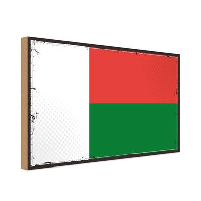 vianmo Holzschild Holzbild 20x30 cm Madagaskar Fahne Flagge