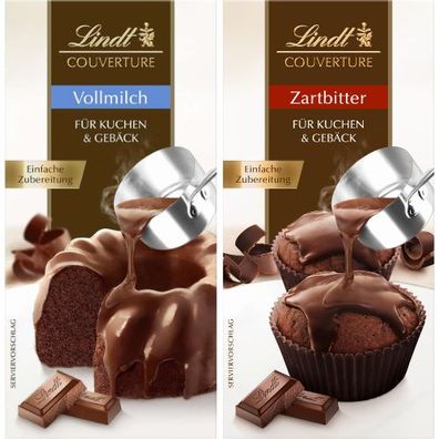 Lindt Kuvertüre Vollmilch 100g & Lindt Couverture Zartbitter 100g