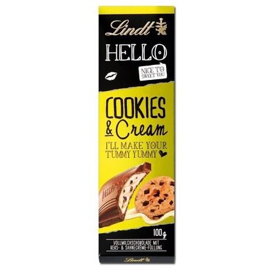 Lindt Hello Cookies & Cream, Schokolade, 100g Tafel