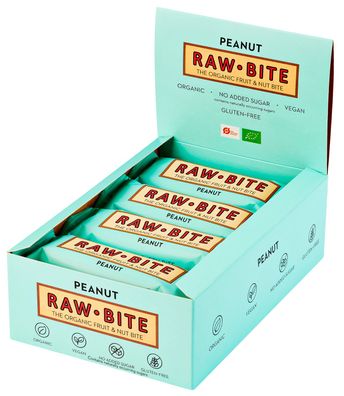 RAW BITE Organic Energieriegel: PEANUT, 12er Pack (12 x 50 g)