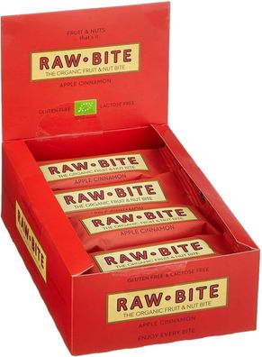 RAW BITE Organic Energieriegel: APPLE Cinnamon, 12er Pack (12 x 50 g)