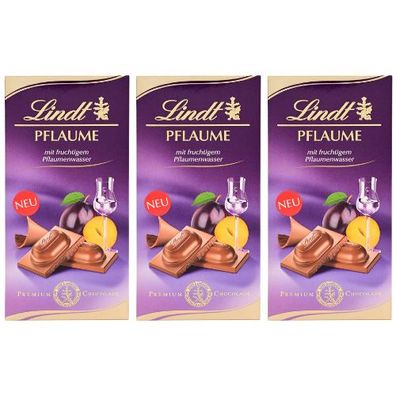 Lindt Pflaume Vollmilch Tafel 3 x 100g