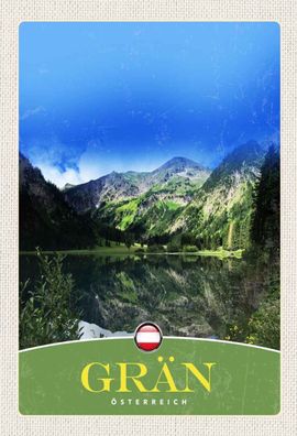 Blechschild 20x30 cm - Grän Österreich Wälder See Natur Berg