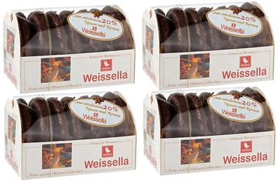 WEISS 4x 200g Weissella Oblaten Lebkuchen Schokolade ZB mit 20% Nüssen 800g