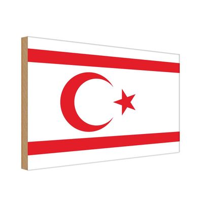 vianmo Holzschild Holzbild 20x30 cm Nordzypern Fahne Flagge