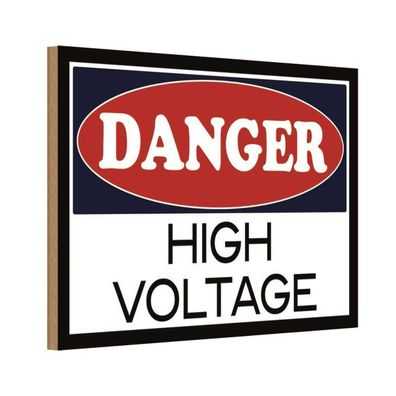 vianmo Holzschild 20x30 cm Hinweis Danger high voltage
