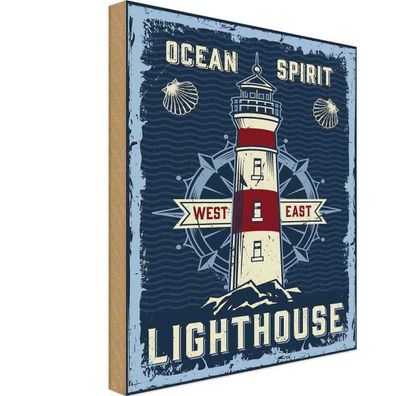 Holzschild 20x30 cm - Seefahrt Ocean spirit lighthouse