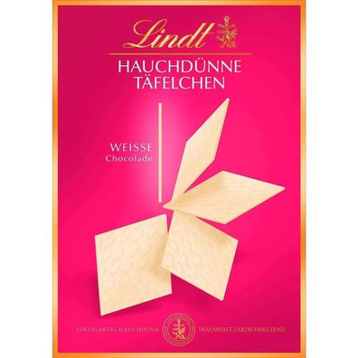 Lindt Hauchdünne Täfelchen Weiss | 125g Schachtel | Schokoladen-Genuss pur