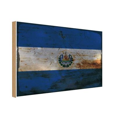 vianmo Holzschild Holzbild 18x12 cm El Salvador Fahne Flagge