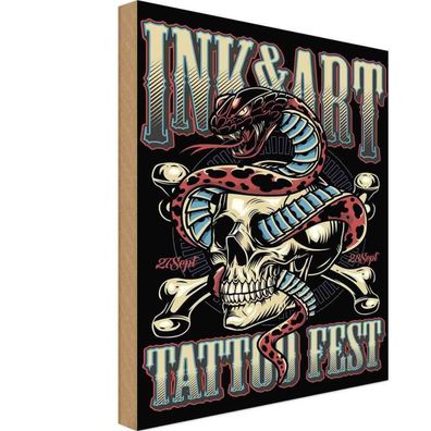 vianmo Holzschild 20x30 cm Hinweis Tattoo Tatoo Fest 27 28 Sept