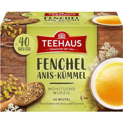 Teehaus Fenchel Anis Kümmel würzige Kräuterteemischung 40 Beutel 80g