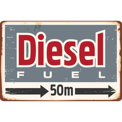 vianmo Blechschild 20x30 cm gewölbt Straßenschild Diesel fuel 50 m
