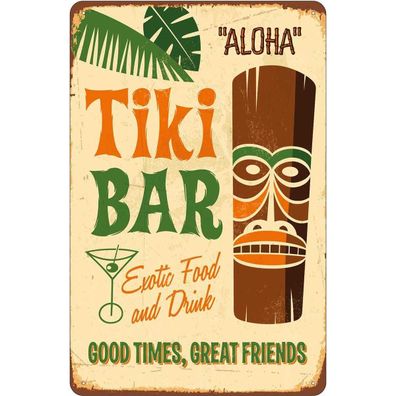 Blechschild Wandschild Metallschild 20x30 cm - Alkohol Tiki Bar Aloha Exotic Food