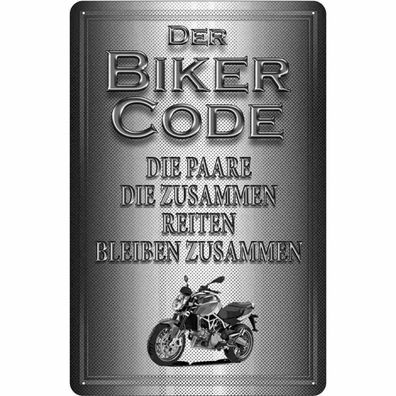 Blechschild 18x12 cm - Motorrad Biker Code Paare zusammen