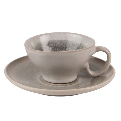 Clayre & Eef Tasse mit Untertasse 100 ml Grau Grün Keramik