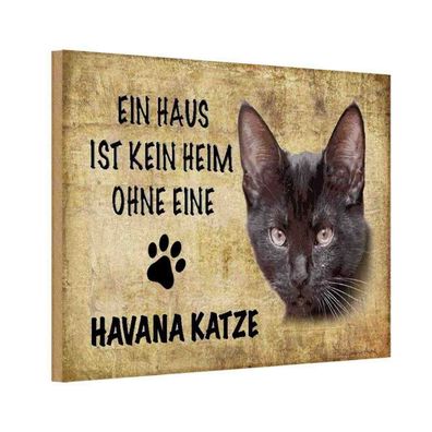 vianmo Holzschild 18x12 cm Tier Havana Katze ohne kein Heim