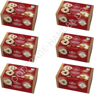 Lambertz WEISSE Schokoladen Lebkuchen HERZEN/ STERNE/ Brezeln, 6x 250g