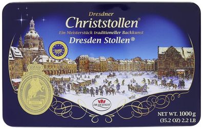 Original Dresdner Christstollen Dr. Quendt Stollen in Geschenkdose 1kg