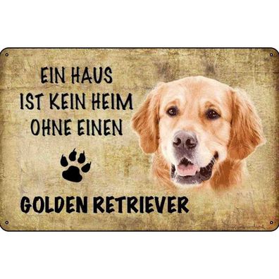 Blechschild 20x30 cm - Golden Retriever Hund Geschenk
