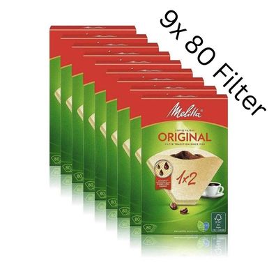 Melitta Filtertüten Kaffee 1x2 - 80 Stück naturbraun, 9er Pack (9 x 80 Stück)