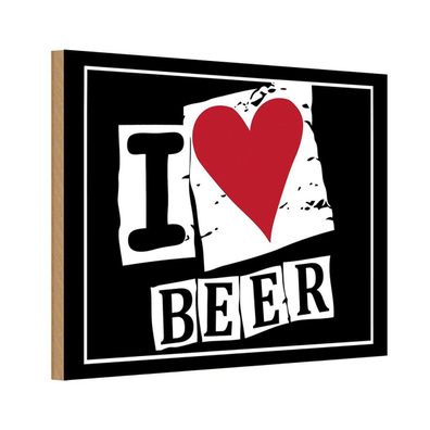 vianmo Holzschild 20x30 cm Essen Trinken Alkohol I Love Beer (Herz)