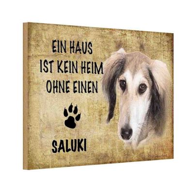 Holzschild 18x12 cm - Saluki Hund ohne kein Heim Metal